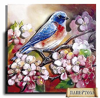 Объемная картина из бумаги 180 «Весенняя птичка» 12*12 см, РТ150101, ТМ «Tela Artis»