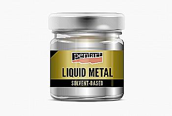 Краска с эффектом жидкого металла, на основе растворителя, Серебро, 30мл, Pentart, 21080