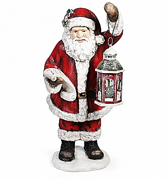 Фигура новогодняя "Санта с фонариком" 80 см, красный, 820-135