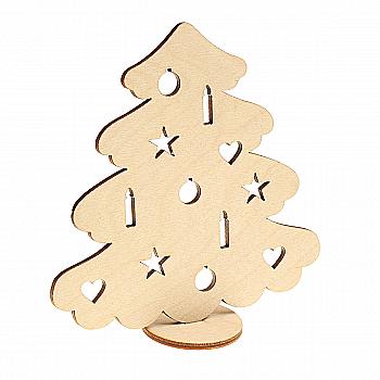 Заготівка дерев`яна Ялинка пухнаста з іграшками на підставці, НГ3