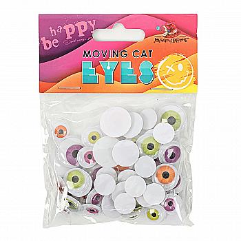 Глазки кошачьи подвижные, 4шт(Ø 20мм) + 6шт(Ø 18мм) + 20шт(Ø 15мм) + 30шт(Ø 12мм), всего 60шт