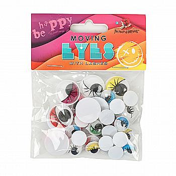 Глазки подвижные, с ресницами, 10шт(Ø 20мм) + 25шт(Ø 12мм), всего 35шт