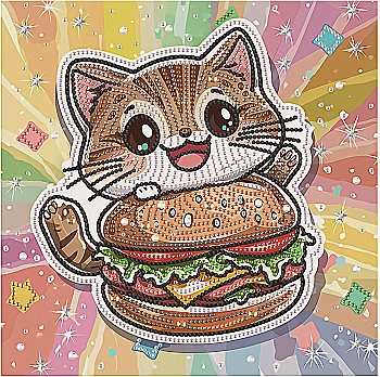 Алмазная мозаика на черном полотне 25*25 см «Котенок с гамбургером», DBS52207