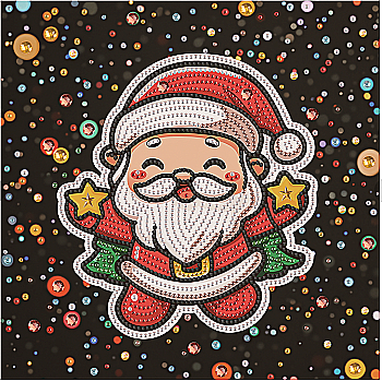Алмазная мозаика на черном полотне 25*25 см «Милый Санта», DBS52209