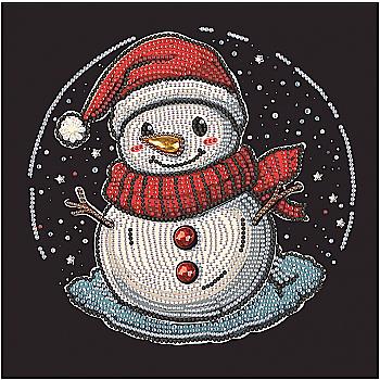 Алмазная мозаика на черном полотне 25*25 см «Снеговик», DBS52205
