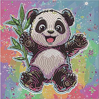 Алмазная мозаика на черном полотне 25*25 см «Счастливая панда», DBS52208