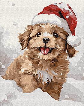 Картина по номерам «Заснеженный щенок», BS53838