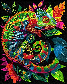 Картина по номерам «Неоновый хамелеон», BSB0023