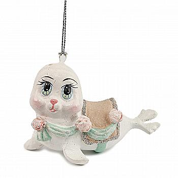 Подвеска новогодняя Карусель Морские котики 7 см, белая/зелёная (2 вида в ассортименте), B 96267 ТМ "GOODWILL"