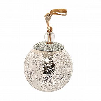 Підвіска новорічна Куля срібна 8 см, 93716