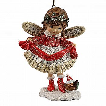 Підвіска декоративна "Малятко Фея" 12 см, червоний з білим, 707-593