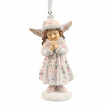 Підвіска декоративна "Янголятко" 13 см, біло-рожевий, 707-257