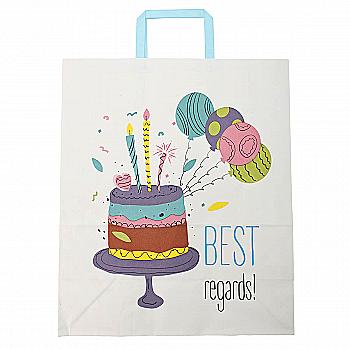 Пакет бумажный с ручками Крафт белый 320х150х380