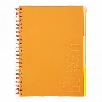 Тетрадь на пружине А4 (210*297), 120 л, "Neon", клетка, 3 PVC разделители, PVC обложка, оранжевая, BM.24349911-11