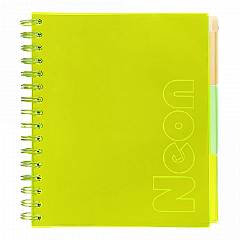 Тетрадь на пружине В5 (170*205), 120 л, "Neon", клетка, 3 PVC разделители, PVC обложка, желтая, BM.24359911-08