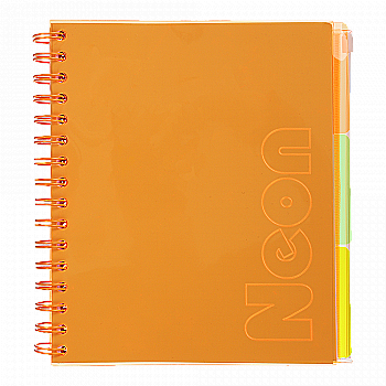 Тетрадь на пружине В5 (170*205), 120 л, "Neon", клетка, 3 PVC разделители, PVC обложка, оранжевая, BM.24359911-11