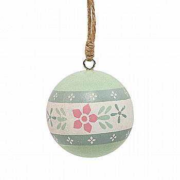 Подвеска новогодняя Шар деревянный 6 см с дизайном (2 вида в ассорт), 9754199 ТМ "A&G"