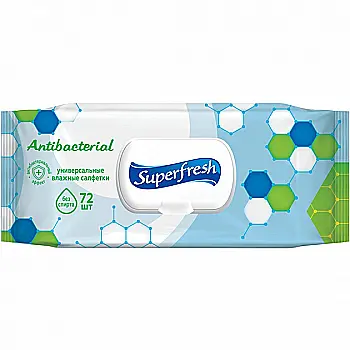 Салфетки влажные Superfresh Antibacterial с клапаном 72 шт., new, 42216709