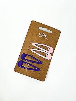 Набір заколок глянцеві трикутники фіолет/рожеві із 4 шт, KL40