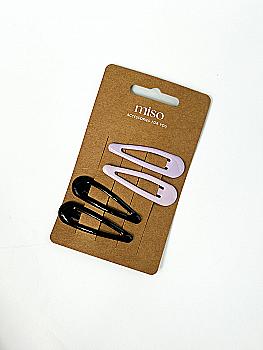 Набір заколок глянцеві трикутники чорний/фіалка із 4 шт, KL39