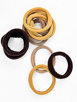 Набір резинок для волосся безшовні коричневий/бежевий/гірчиця із 12 шт, N010