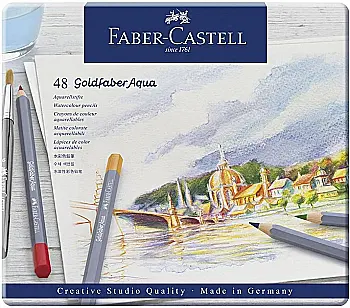 Карандаши 48 цв. акварельные Goldfaber Aqua в металлической коробке, 114648 Faber-Castell