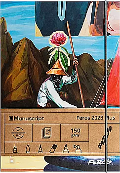 Скетчбук А5 Feros 2023 Plus, 150 г/м², 160 арк, кремовий, Manuscript