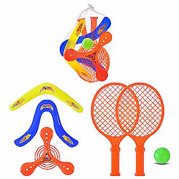 Набір спортивний: 2 ракетки, 3 фрісбі, у сітці, 628-4