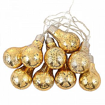 Электрогирлянда "Лампочки", золотая, свет: молочно-белый, 10 шт., 200 см, 801147