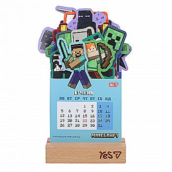 Календар Yes "Minecraft" настільний, формовий на підставці на 2026 р., 13,5*22,3 см, 270266