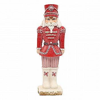 Статуетка декоративна "Зефірно-пряниковий Лускунчик" 25,5 см, малиновий з рожевим, HA9-535