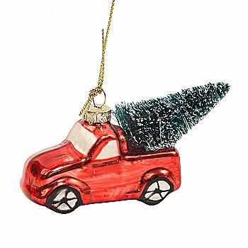 Ялинкова прикраса "Ретро-пікап з ялинкою" 3,5*7,8*4,8 см, YQ1409409