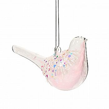 Елочное украшение "Стеклянная птичка с блестками" 12,3*4,8*6,5 см, YQ1458476