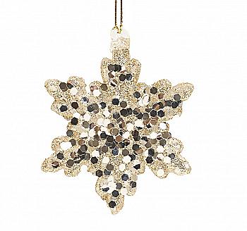 Ялинкова прикраса "Сніжинка з блискітками" 6,5 см, YQ1463766
