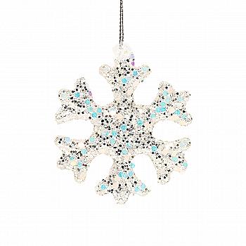 Ялинкова прикраса "Сніжинка з кристалами" 6,5 см, YQ1463837