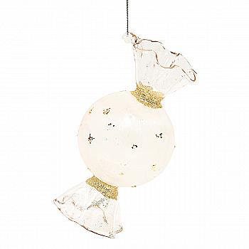 Ялинкова прикраса "Цукерка біла з золотом" 6,7*14 см, YQ1408804