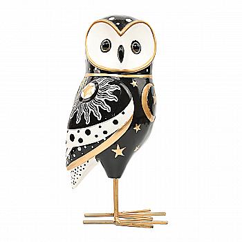 Статуэтка декоративная "Сова" 35,2 см, черный с белым и золотом, 838-310