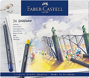 Карандаши 24 цв. Goldfaber Colour pencil в металлической коробке, 114724 Faber-Castell