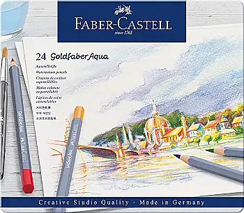 Карандаши 24 цв. акварельные Goldfaber Aqua в металлической коробке, 114624 Faber-Castell