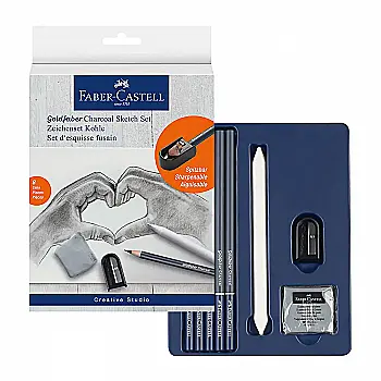 Набор угольных карандашей с аксессуарами, Goldfaber Charcoal Sketch Starter Set, 8 предметов, 114006, Faber-Castell