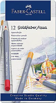 Карандаши 12 цв. акварельные Goldfaber Aqua в металлической коробке, 114612 Faber-Castell