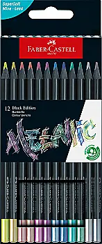 Карандаши 12 цв. трехгранные Metallic, черное дерево 116415, Faber-Castell