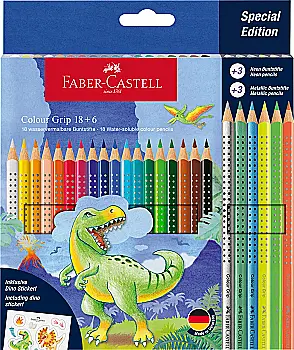 Карандаши 18 цв. Grip + 3 металлика и 3 неоновых карандаша 201546, Faber-Castell