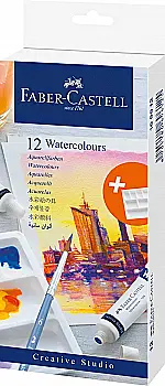 Фарби акварельні 12 кол. Watercolours, у тубах по 9 мл + палітра для змішування, 169612 Faber-Castell