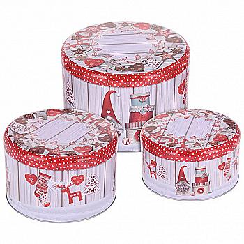 Подарункова коробка новорічна для печива кругла вел., ABW200550