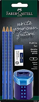 Набор GRIP 2001 карандаш чернографитный В GRIP2001 3 шт 517051+ чинка 183910 1 шт+ резинка 187170 1 шт, в блистере, 217083 Faber-Castell