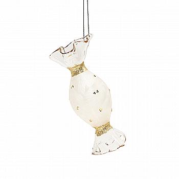 Ялинкова прикраса "Цукерка біла з золотом" 4*10,6 см, YQ1408841