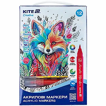 Маркеры-кисти акриловые,12 шт, Kite Creative, K-1159
