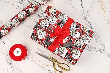 Бумага упаковочная "Лицо Санты на белом", новогодняя, ​​в рулоне, 0,7*8 м, 255-7113