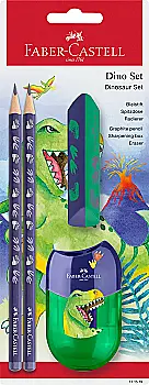 Набор чернографитных карандашей Dino Set + резинка + чинка, фиолетовый, 111519 Faber-Castell